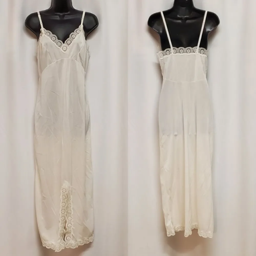 Vintage 60s Gaymode JC Penny's Nylon Slip Dress Nightgown White Lace Lingerie Sm - Picture 8 of 8